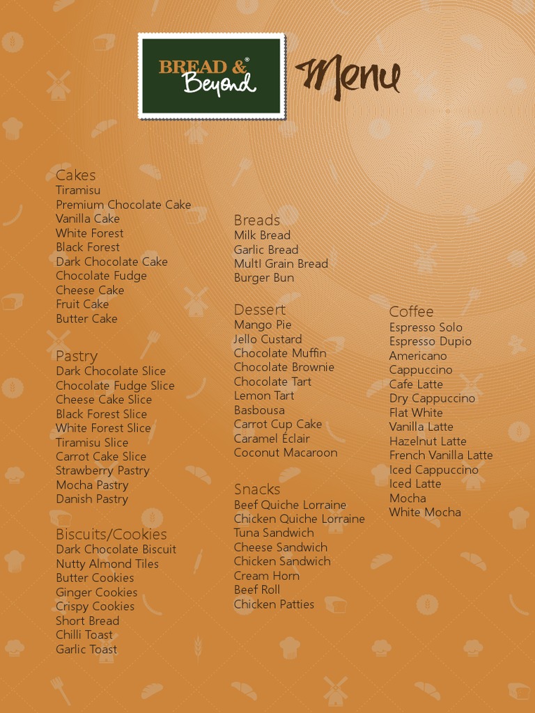 Assorted Cakes, Pastries, and Snacks Menu | PDF | Cakes | Sandwich