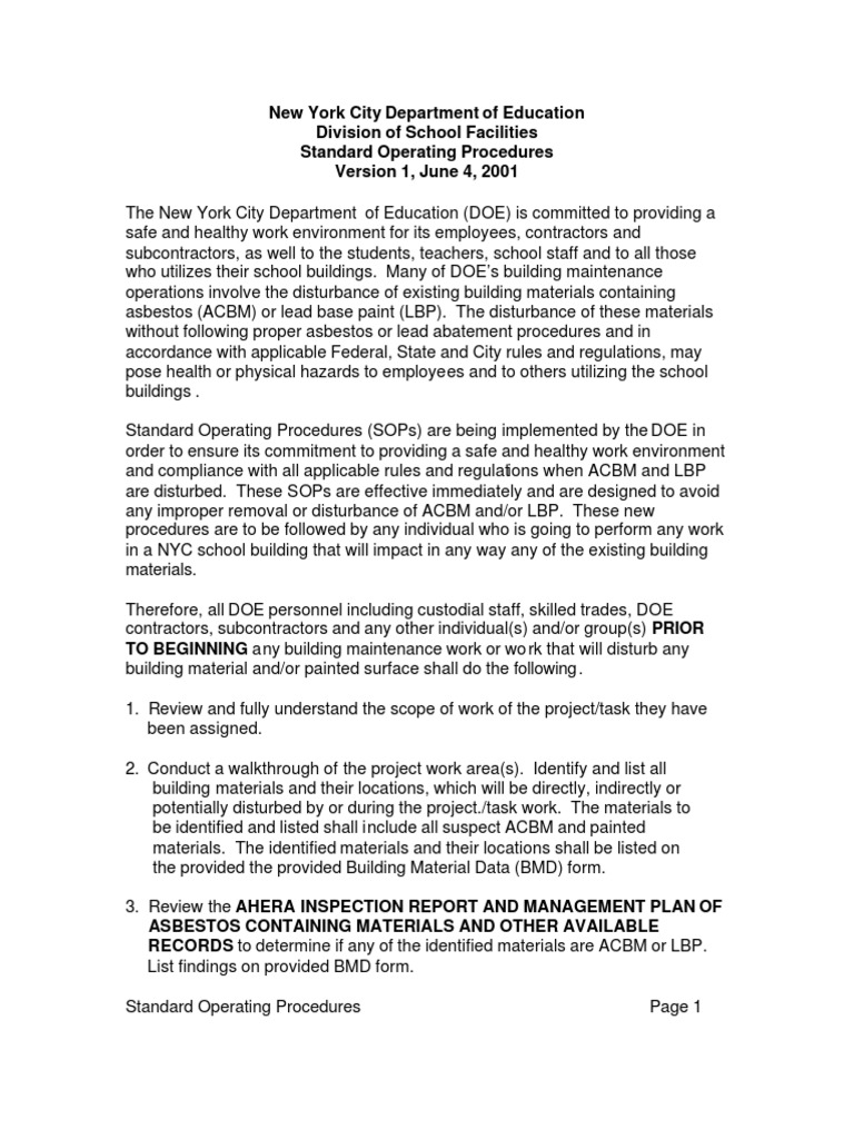 Standard Operating Procedures PDF Dust Vacuum Cleaner