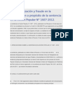 Desnaturalización y Fraude en La Tercerización A Propósito de La Sentencia en La Acción Popular N