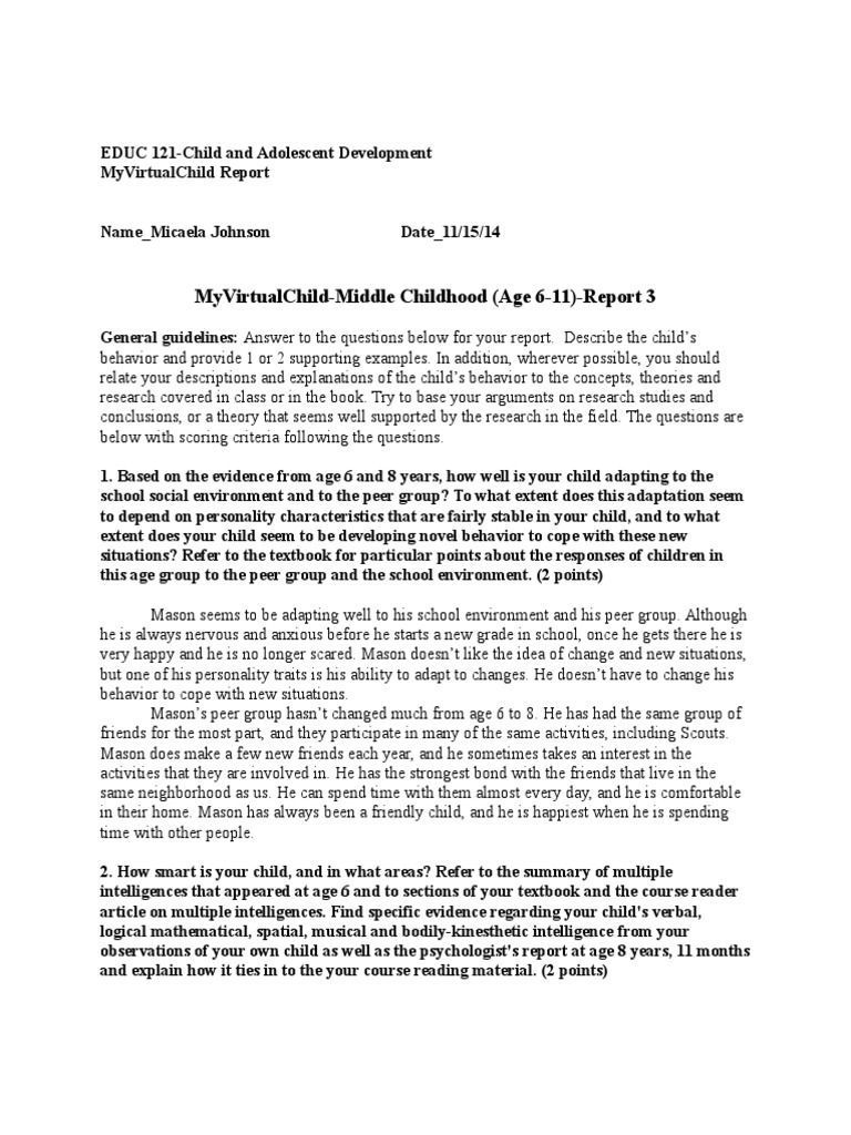 Mason's Developmental Progress Report | PDF | Gender Role | Parenting