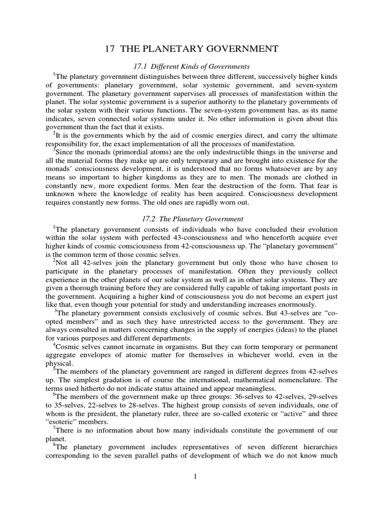 17 The Planetary Government: 17.1 Different Kinds of Governments | PDF ...