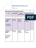 Educational Philosophy Peer Review Form