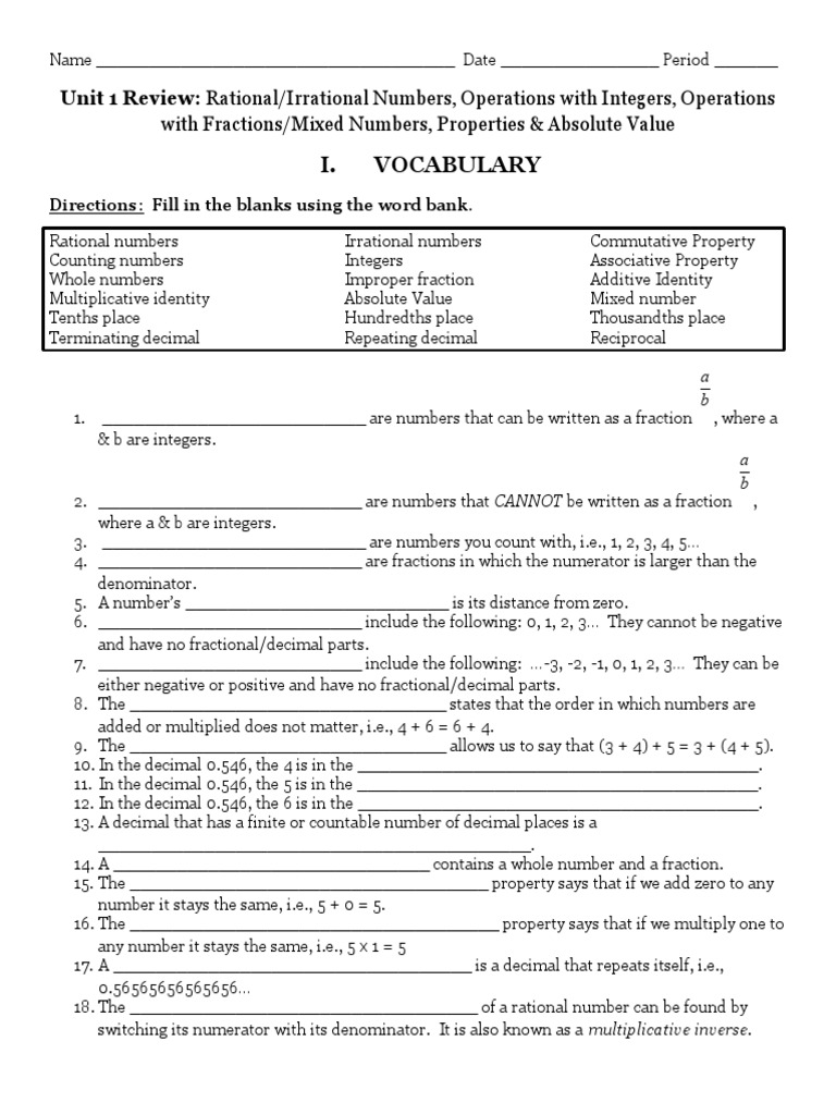 Rational Numbers Review Guide | PDF | Decimal | Fraction (Mathematics)