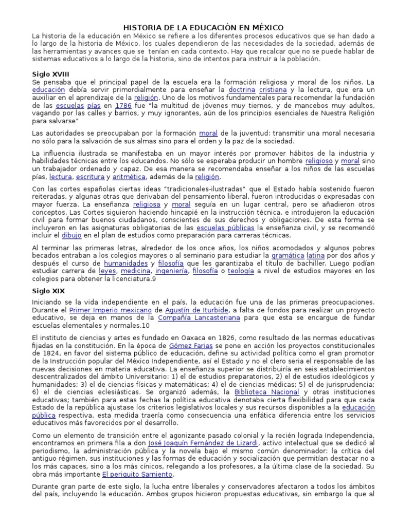 Historia de la Educación en México | PDF | México | Universidad