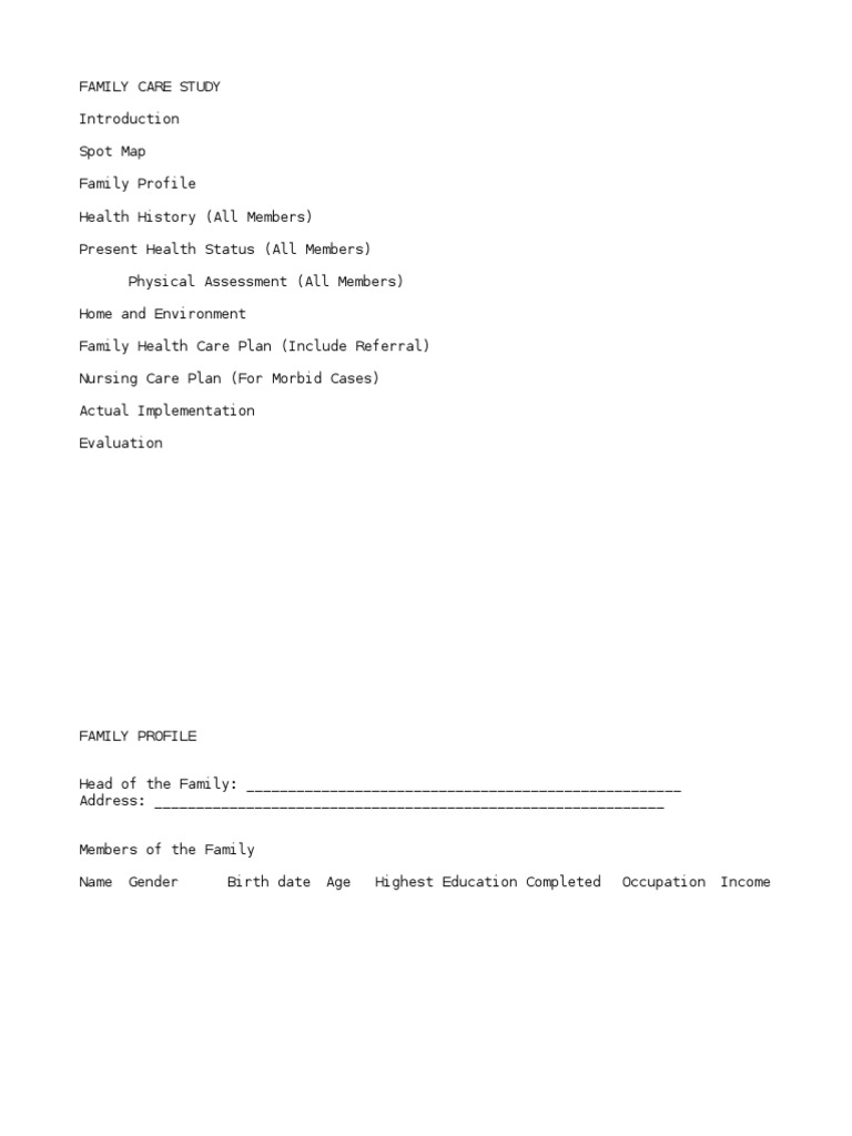 Family Health Assessment and Care Plan | PDF | Waste Management | Surgery