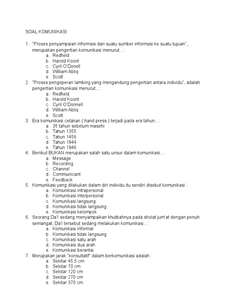 Contoh Soal Kasus Komunikasi Efektif