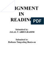 Assignment IN Reading: Submitted By: Jalal T. Abdulrahim