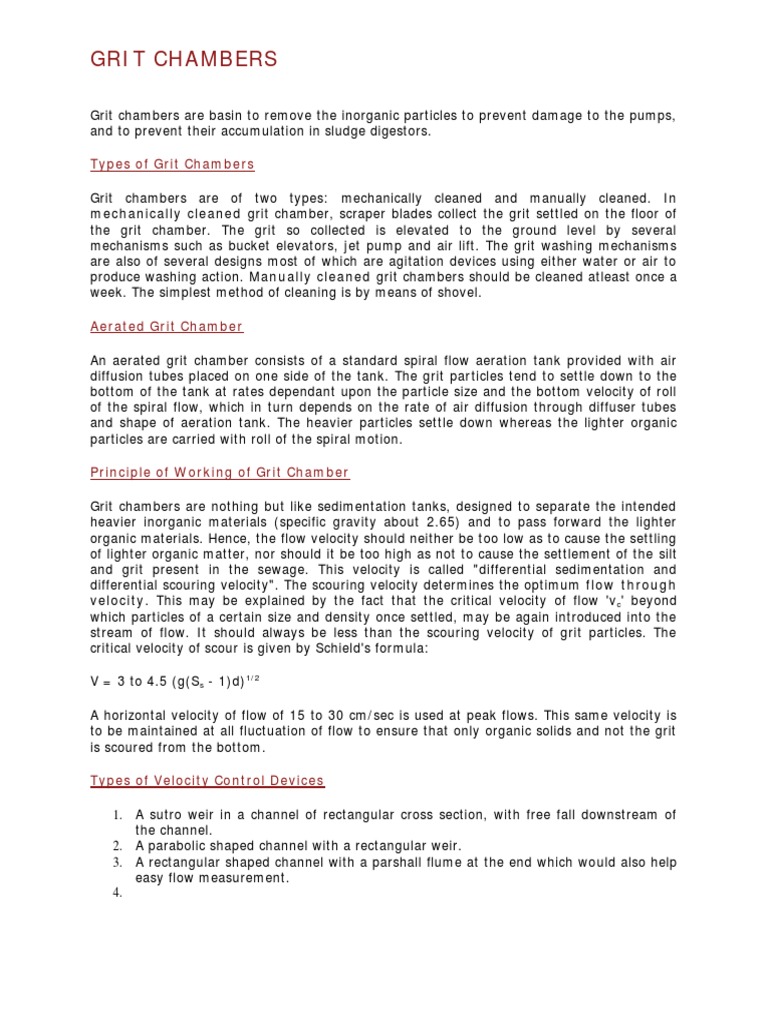 Types of Grit Chambers PDF Liquids Civil Engineering