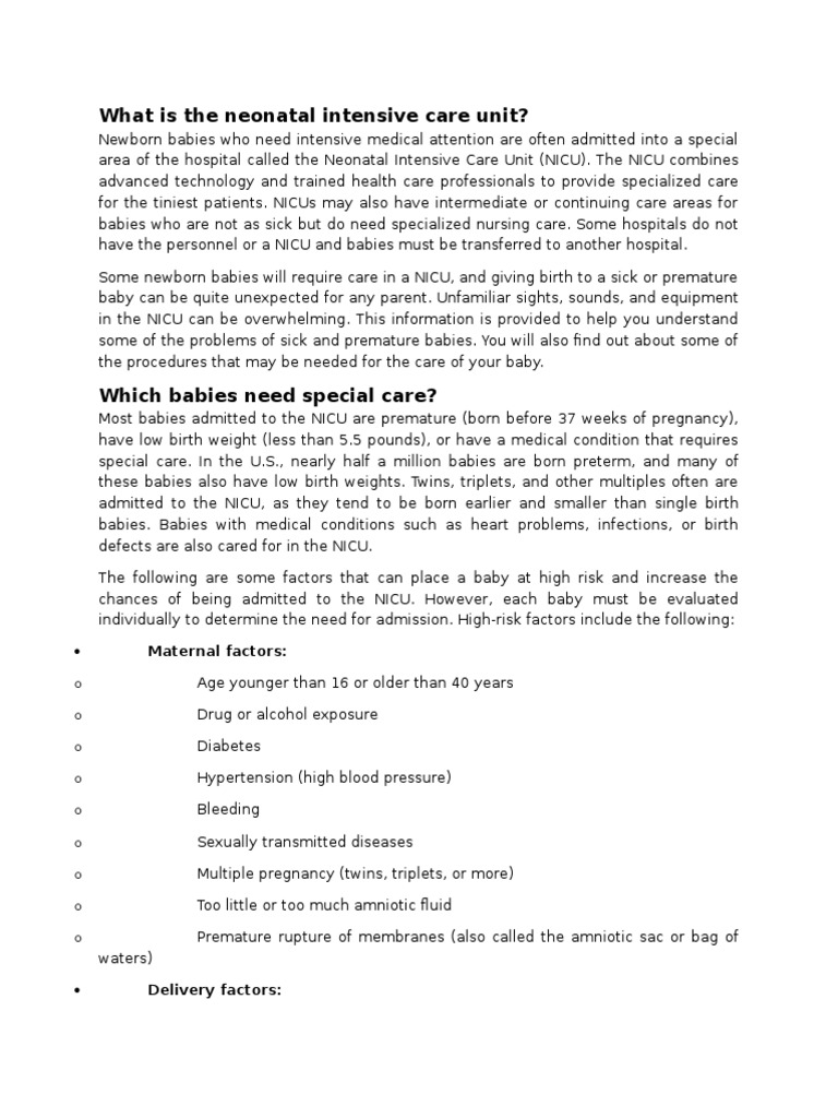 Neonatal Intensive Care Unit | PDF | Neonatal Intensive Care Unit ...