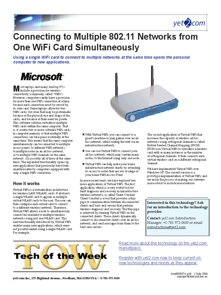 Connecting To Multiple 802.11 Networks From One Wifi Card ...