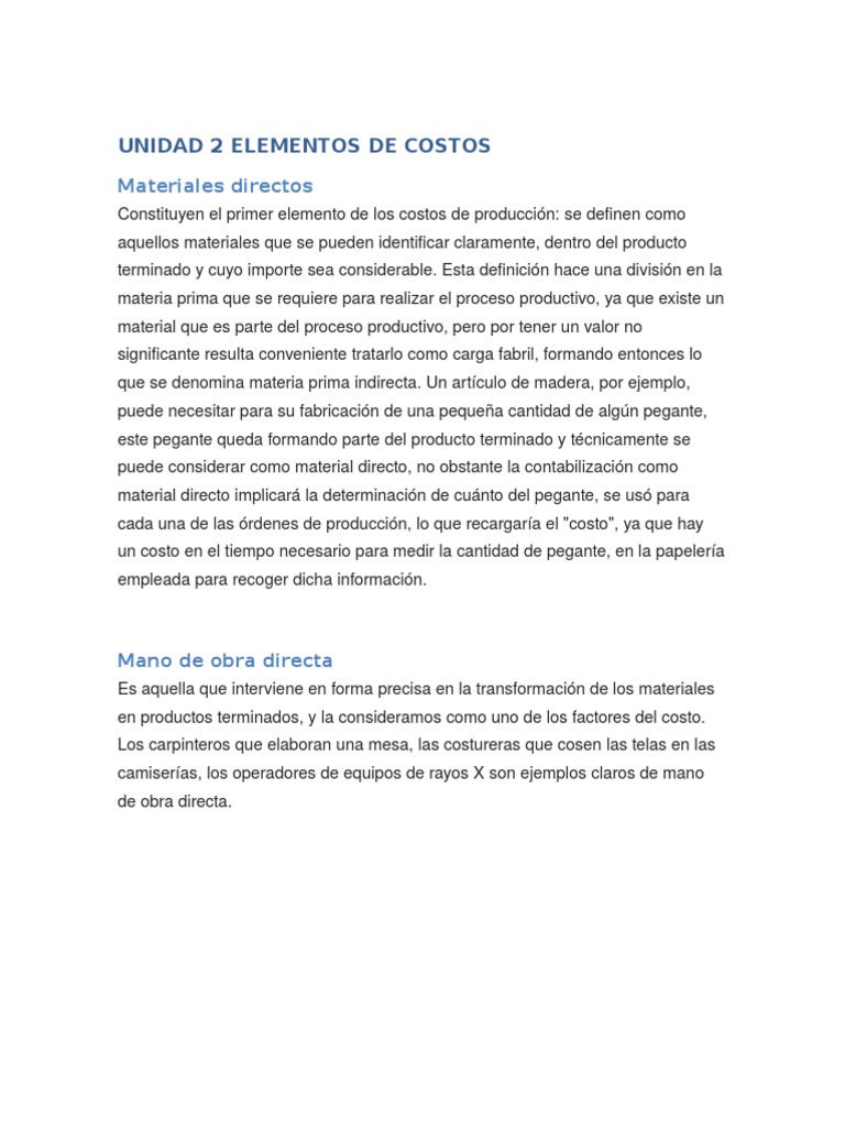 Unidad 2 Elementos de Costos | PDF | Costo | Economias