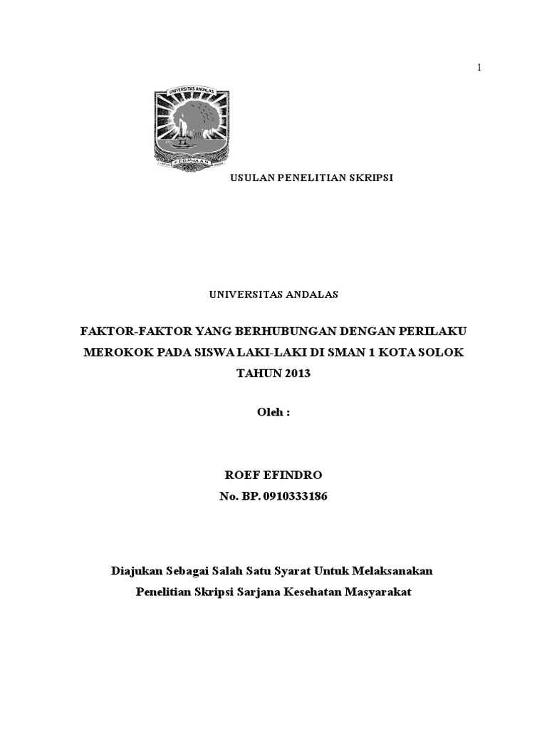 Faktor Faktor Yang Berhubungan Dengan Tindakan Merokok Pada Siswa Laki Laki Di Sman X Kota Solok Tahun 2013 Repaired