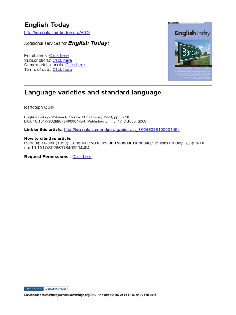 Language Varieties and Standard Language PDF English Language