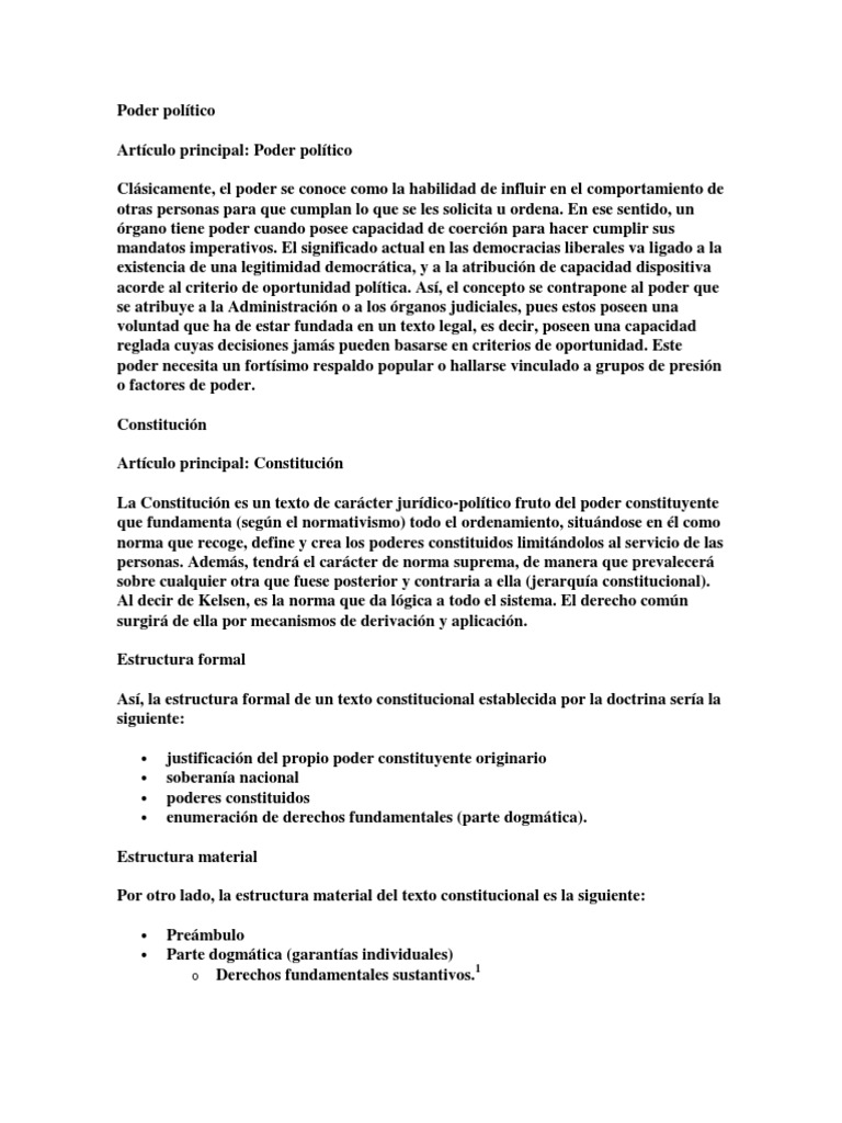 Fundamentos del Poder Político | PDF | Estado (política) | Constitución