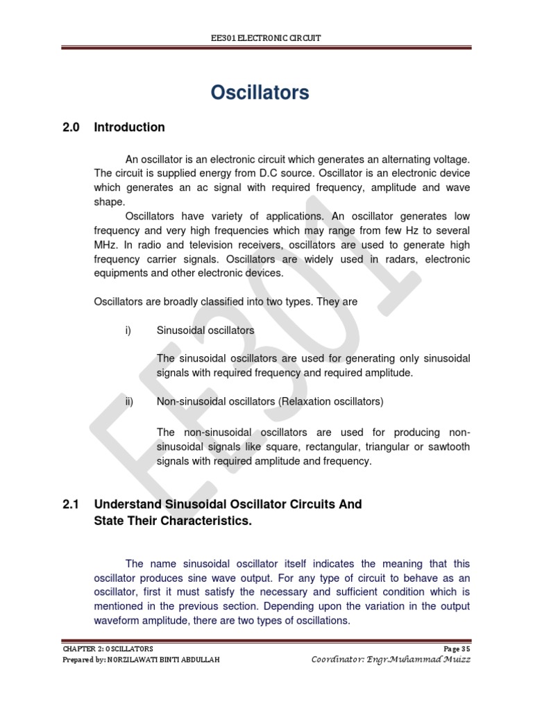 Overview of Oscillator Circuits | PDF | Electronic Oscillator | Inductor