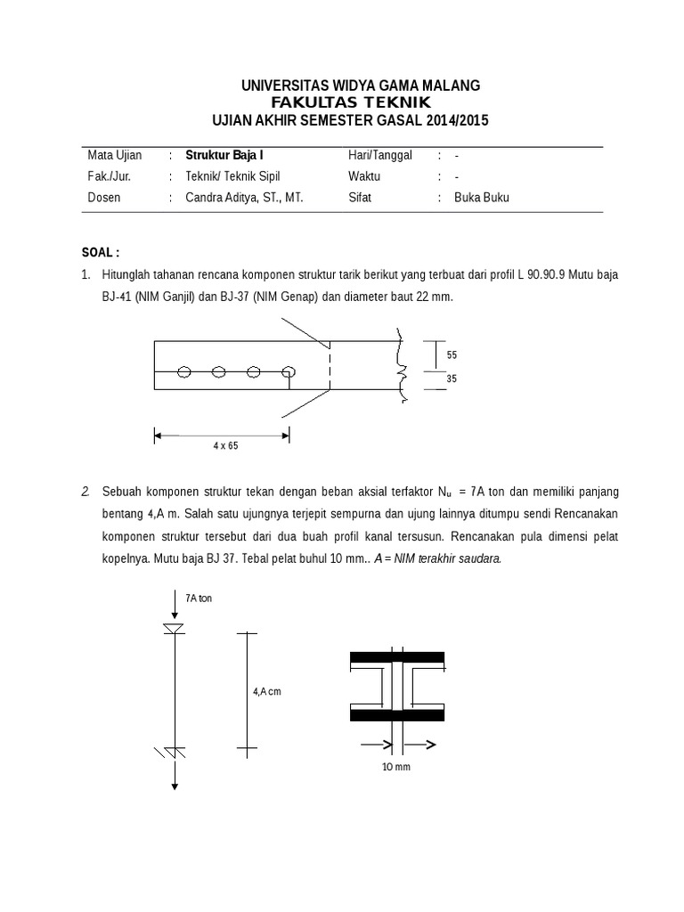 Soal Struktur Baja 1 2014