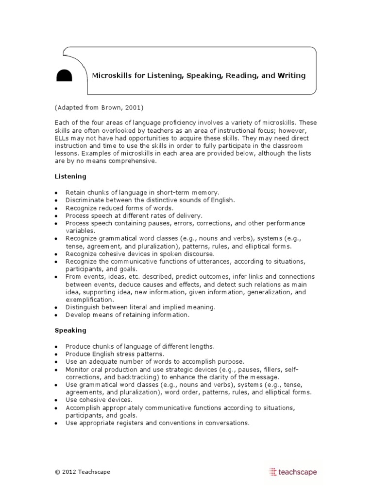 Micro Skills PDF Word English Language