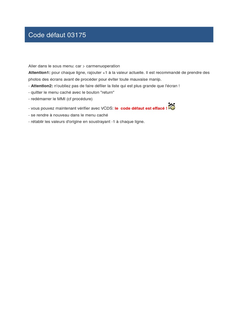 Code Défaut 03175 | PDF