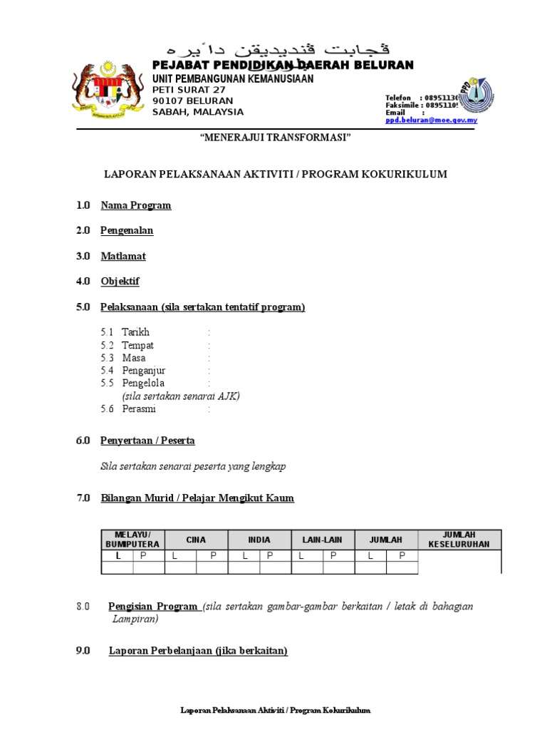 Contoh Format Laporan Program Kokum | PDF