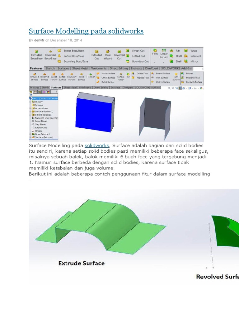 Pengenalan Surface Modelling di SolidWorks | PDF