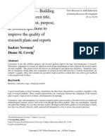 Building Consistency Between Title, Problem Statement, Purpose, & Research Questions To Improve The Quality of Research Plans and Reports