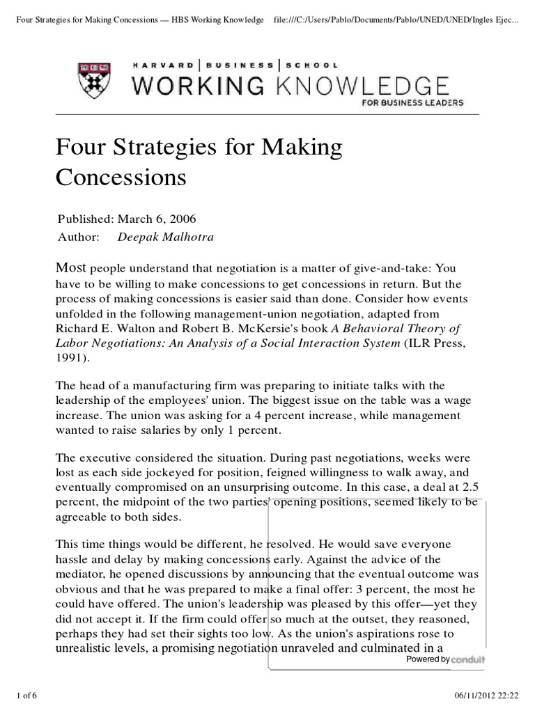 4 Strategies for Making Concessions (1) Negotiation Sales Free 30