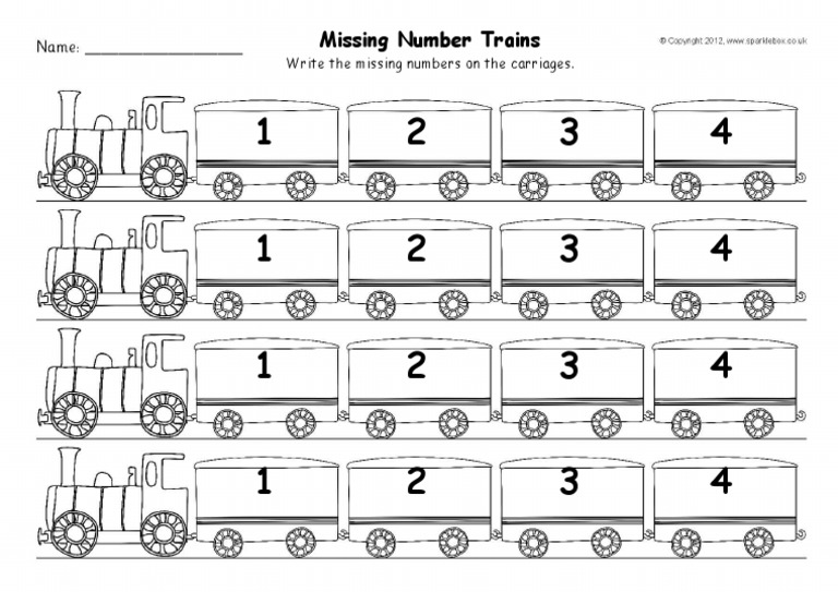 Missing Number Trains: Write The Missing Numbers On The Carriages | PDF