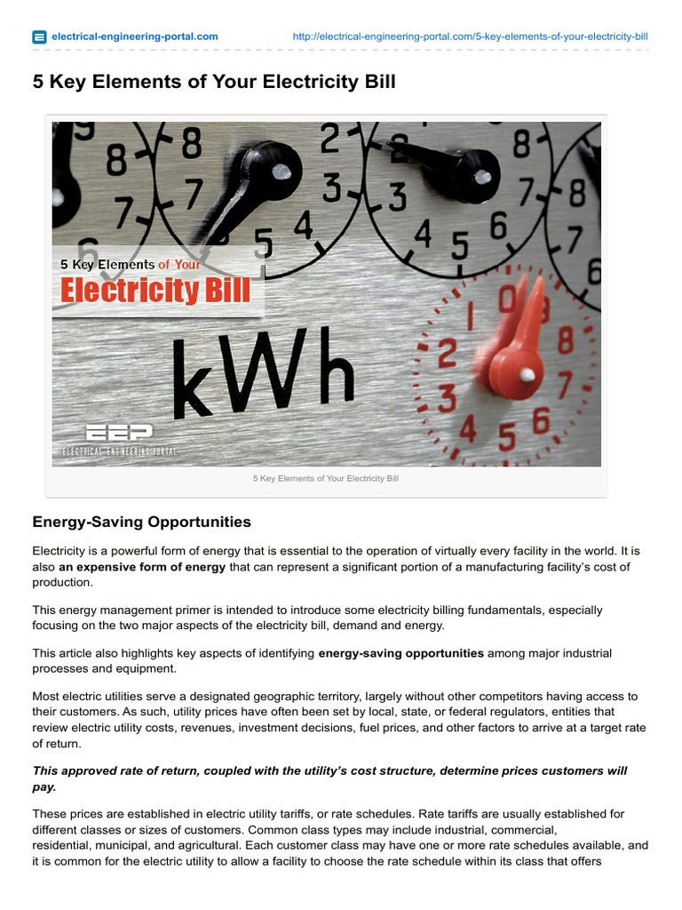 5 Key Elements of Your Electricity Bill Kilowatt Hour Physical Quantities