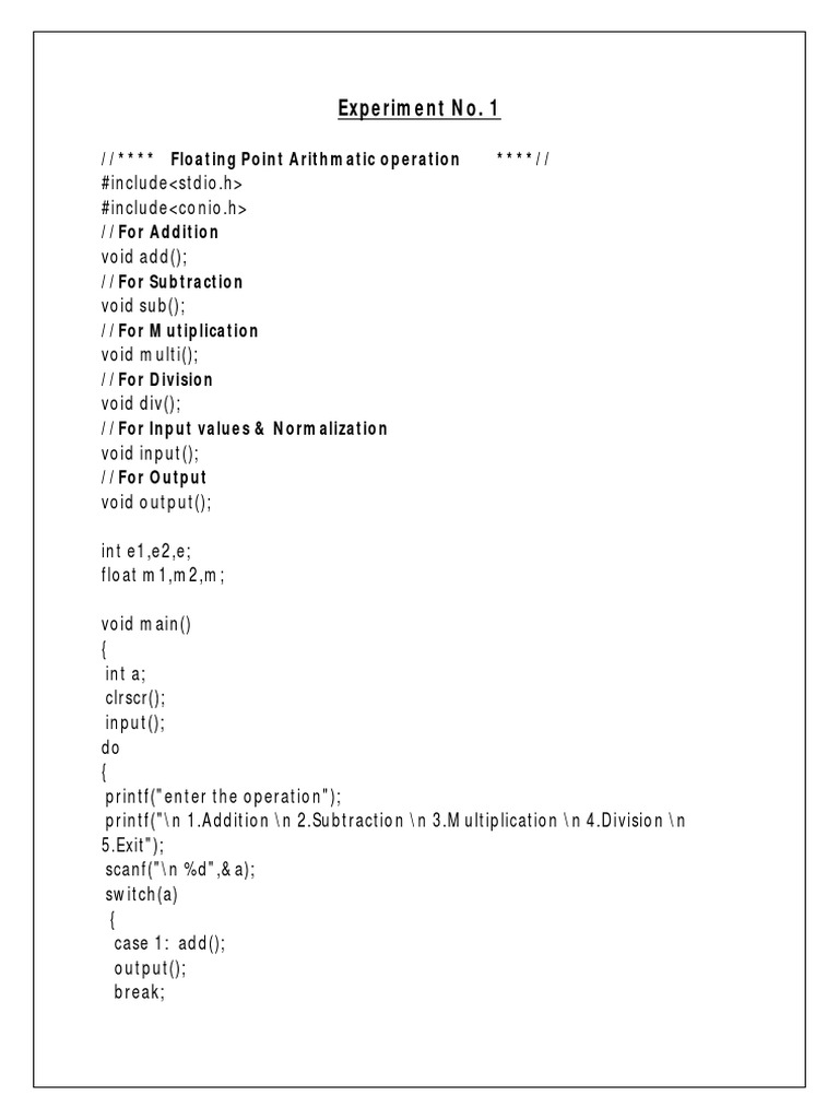 Floating Point Arithmetic Operations | PDF | Computers