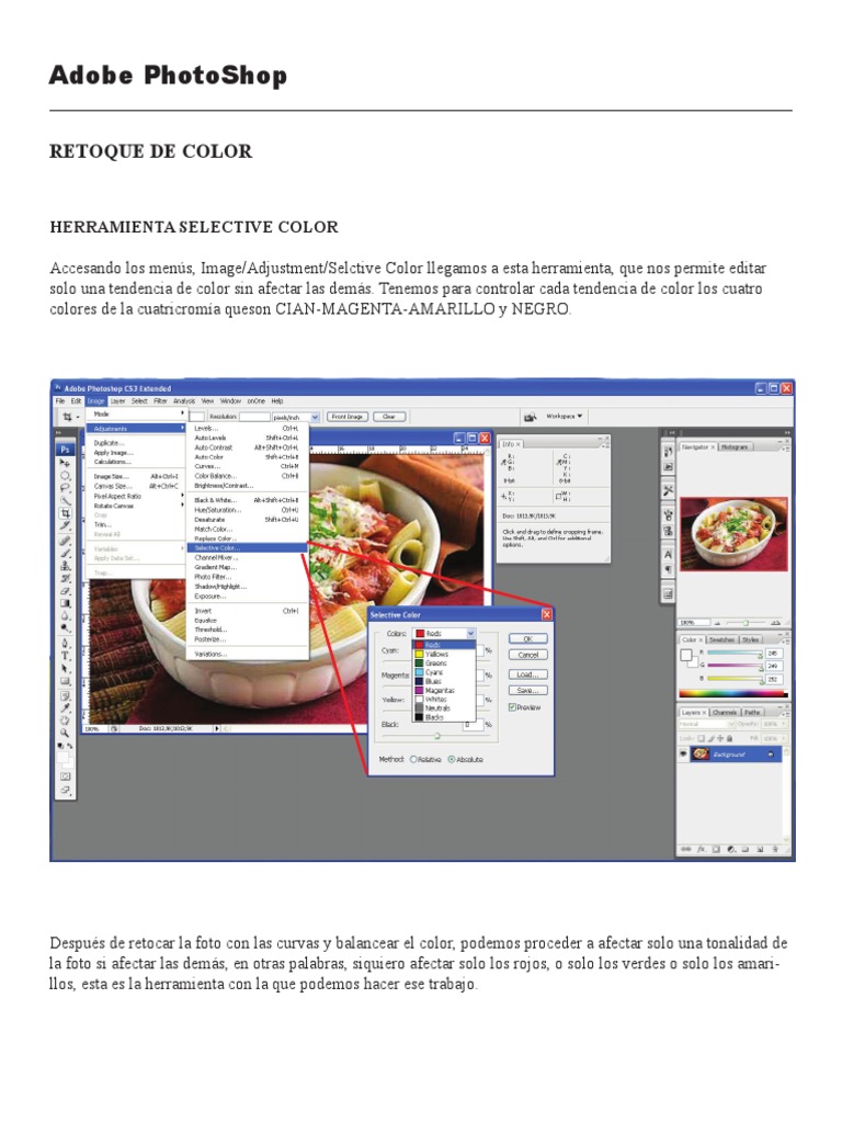Retoque de Color en Photoshop: Selective Color | PDF | Cocina, comidas ...