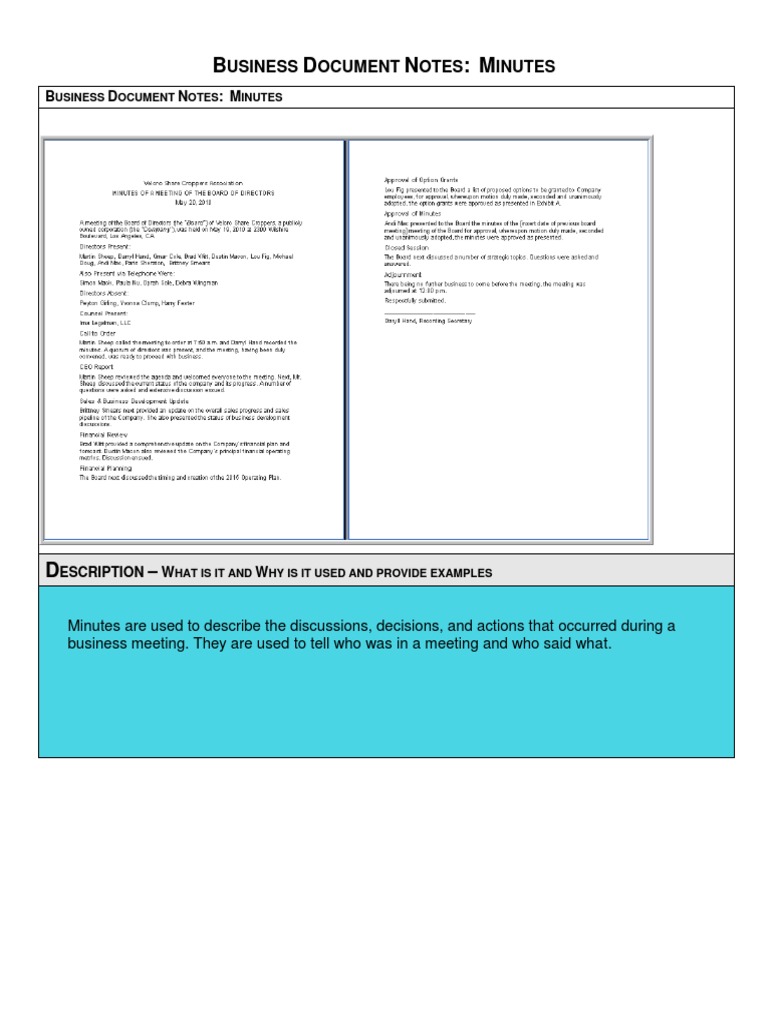 Business Document Notes Minutes 2 | PDF | Business | Finance & Money ...