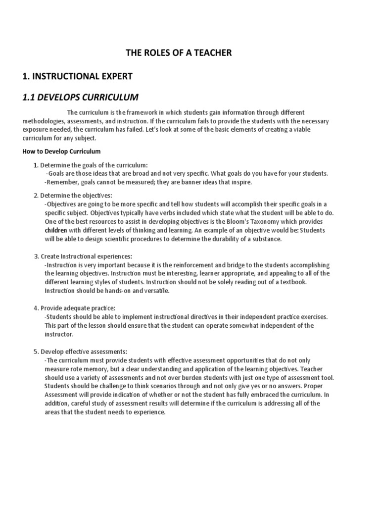 Essential Roles of a Teacher | PDF | Motivational | Motivation