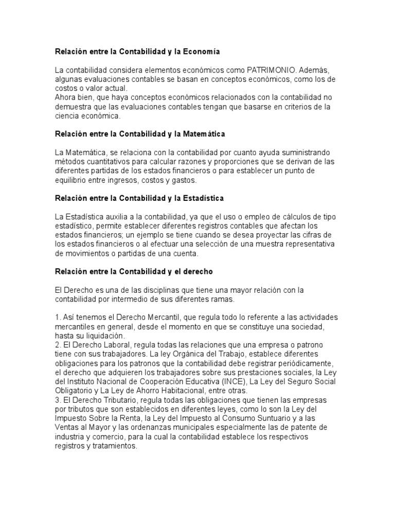 RELACION DE LA CONTABILIDAD CON OTRAS AREAS Compartir