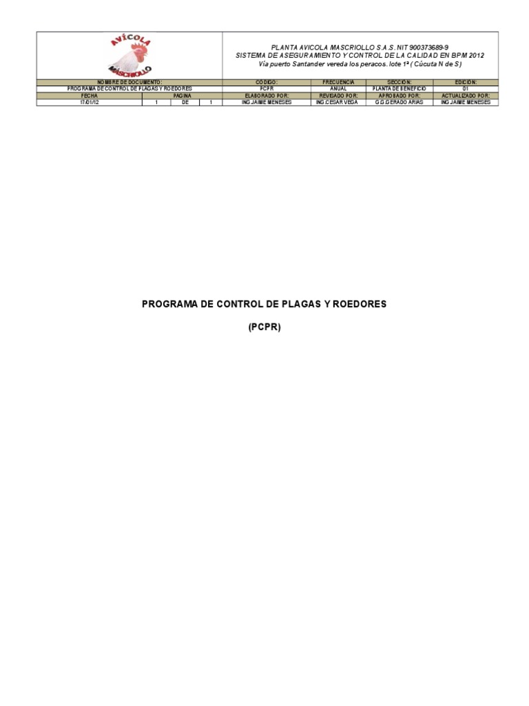 Programa de Control de Plagas | PDF | Pesticida | Plaga (organismo)