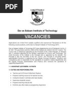 Dar Es Salaam Institute of Technology VACANCIES