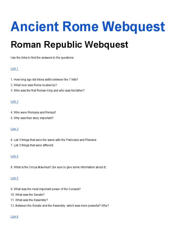Ancient Rome Webquest | PDF | Travel | Classics