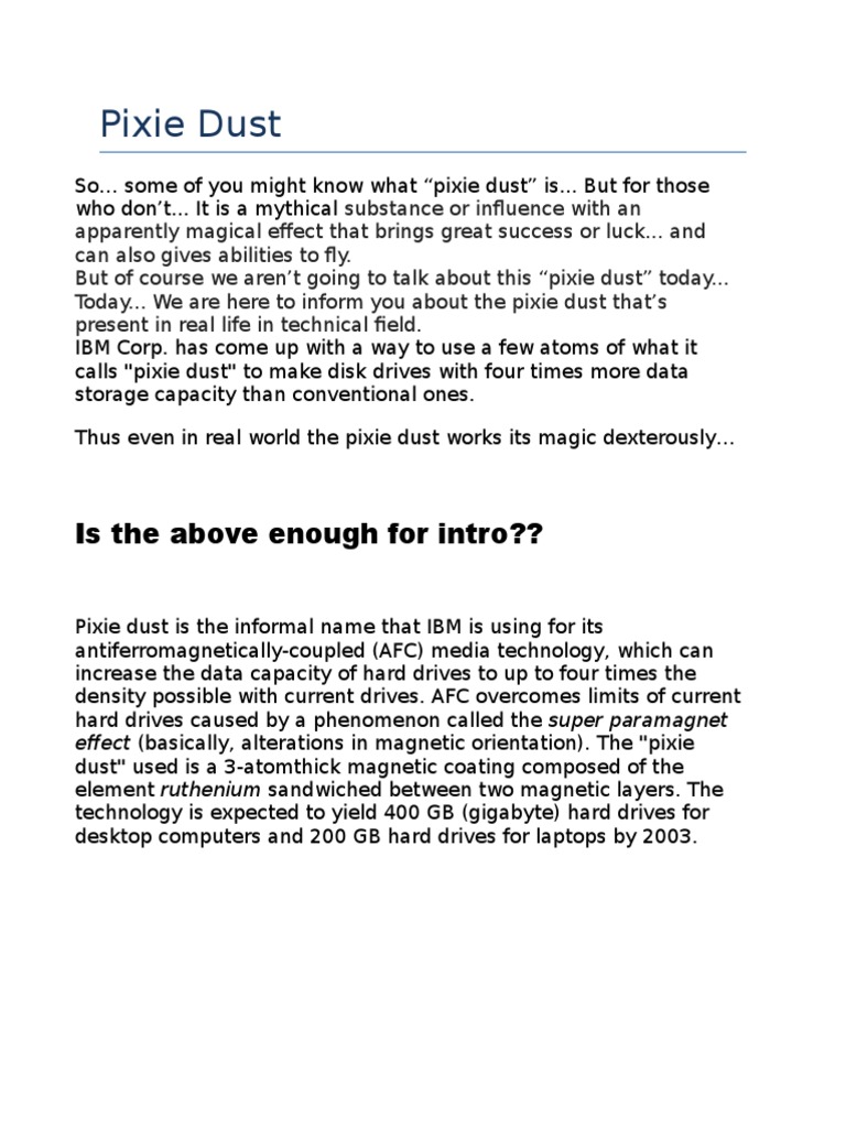 Pixie Dust: Is The Above Enough For Intro?? | PDF