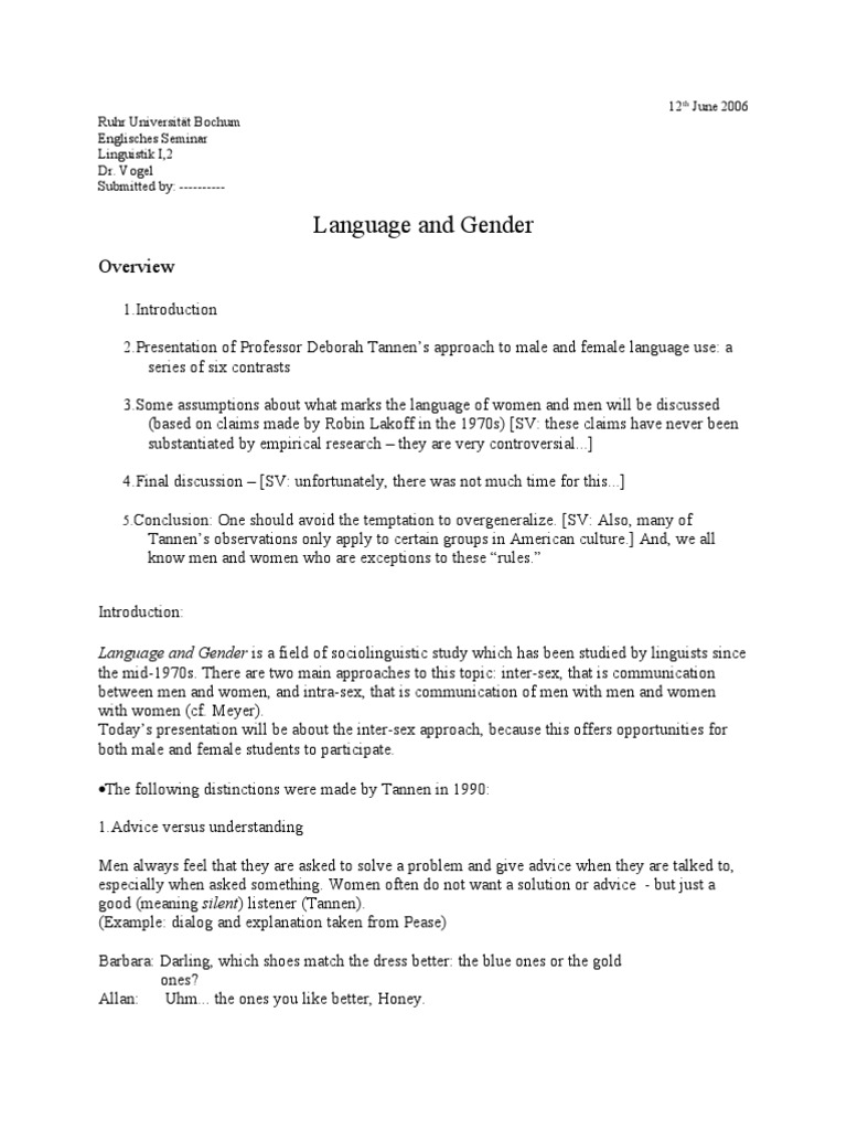 Language and Gender | PDF