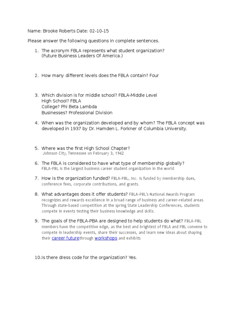 Overview of FBLA Organization and Benefits | PDF