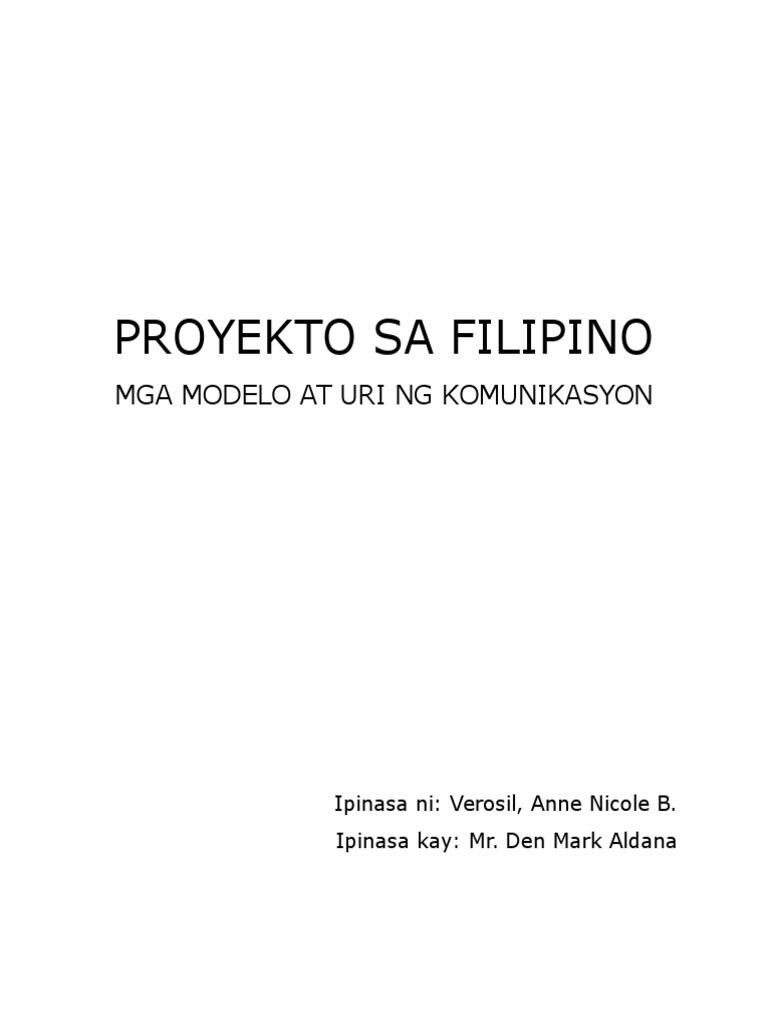 Proyekto Sa Filipino | PDF
