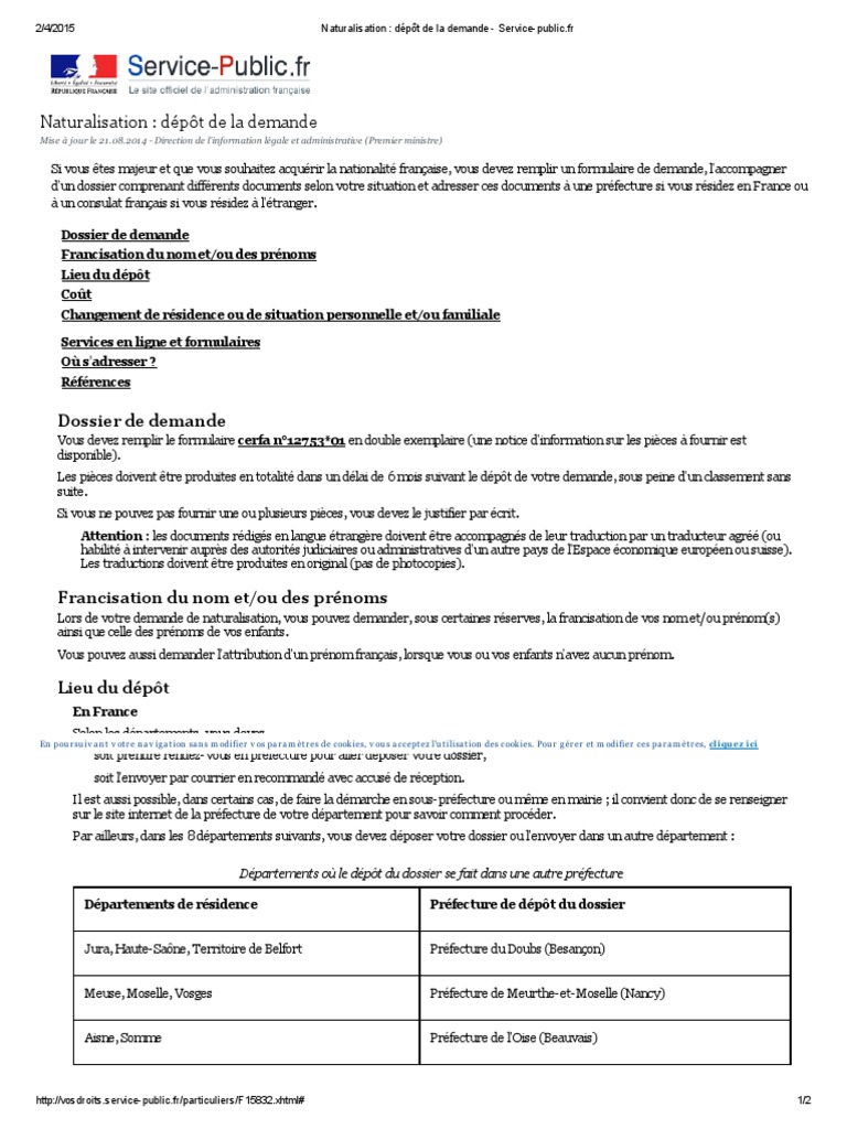 Naturalisation _ Dépôt de La Demande - Service-public | Naturalisation ...