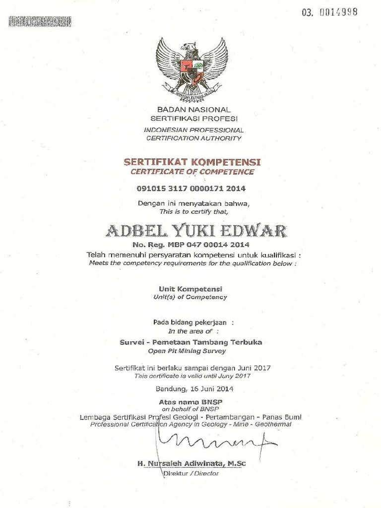 Certificate of Competency