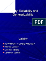 Thursday Validity, Reliability and Generalizabilityupdated