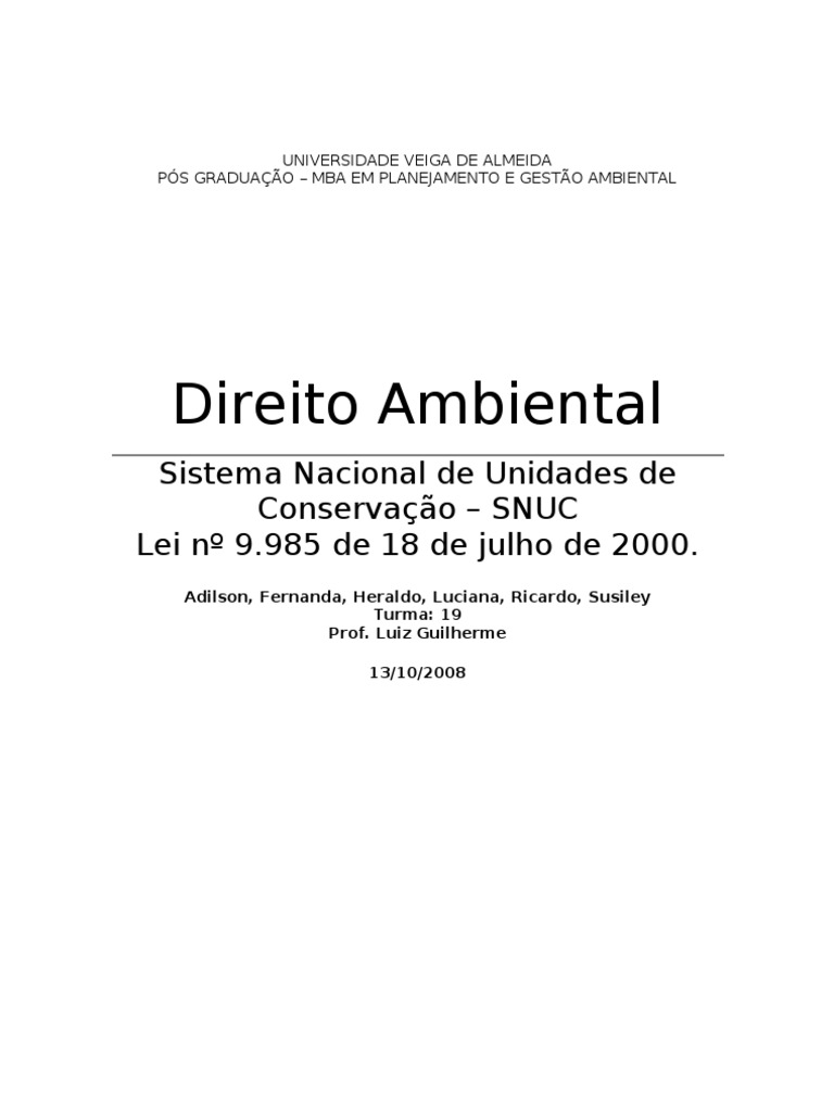 Sistema Nacional de Unidades de Conservacao Snuc | PDF | Biologia de ...