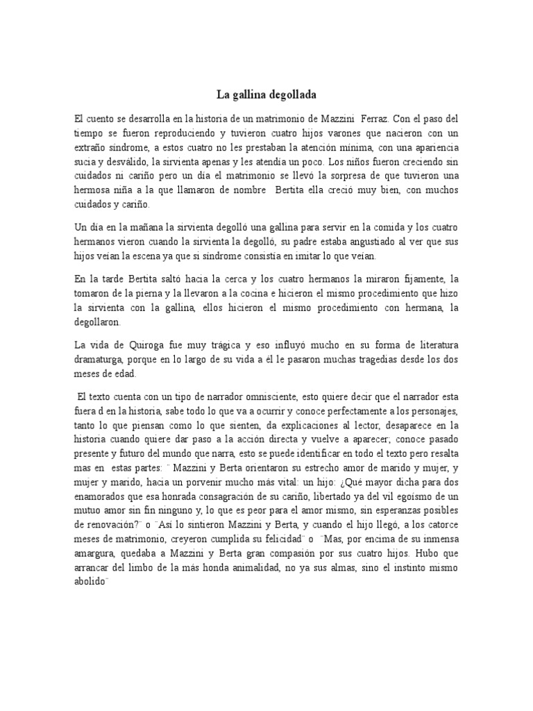 La Gallina Degollada Narración Cuentos