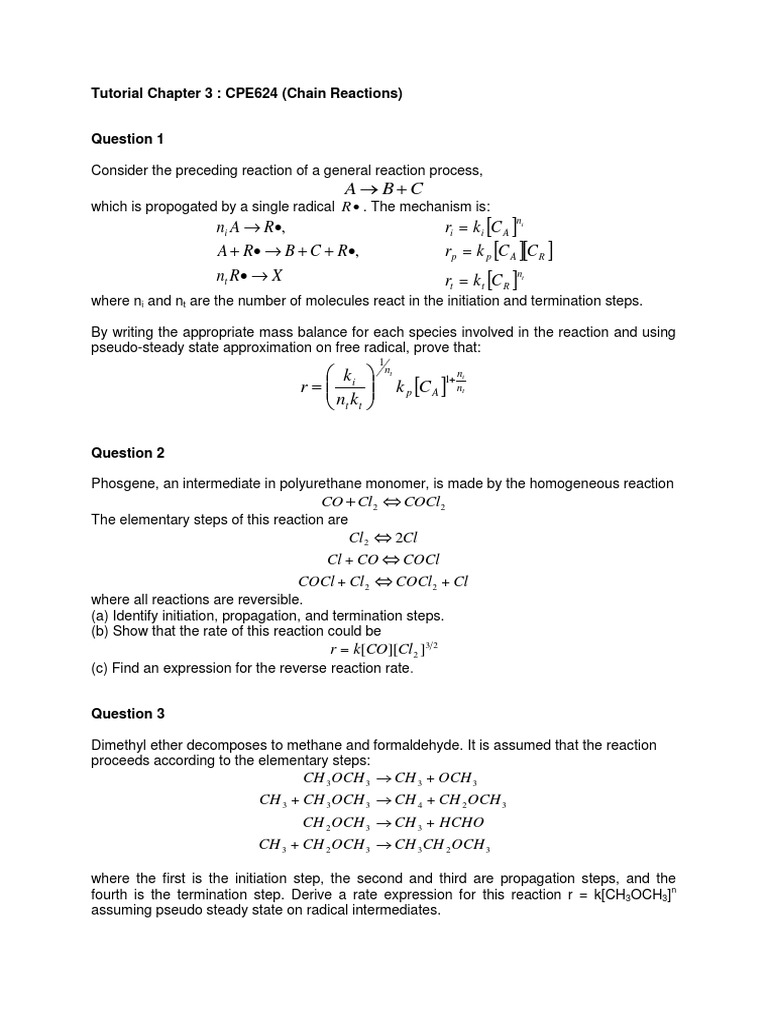 Tutorial Chain Reaction Radical (Chemistry) Chemical Reactions