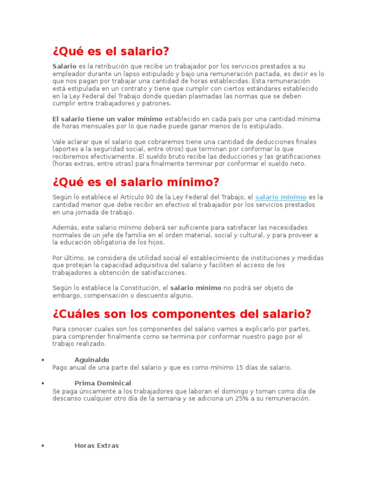 Qué Es El Salario | PDF | Salario mínimo | Salario