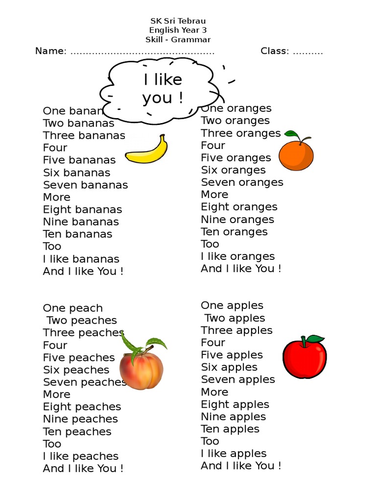 A Banana Lyrics Grammatical Number Cuisine
