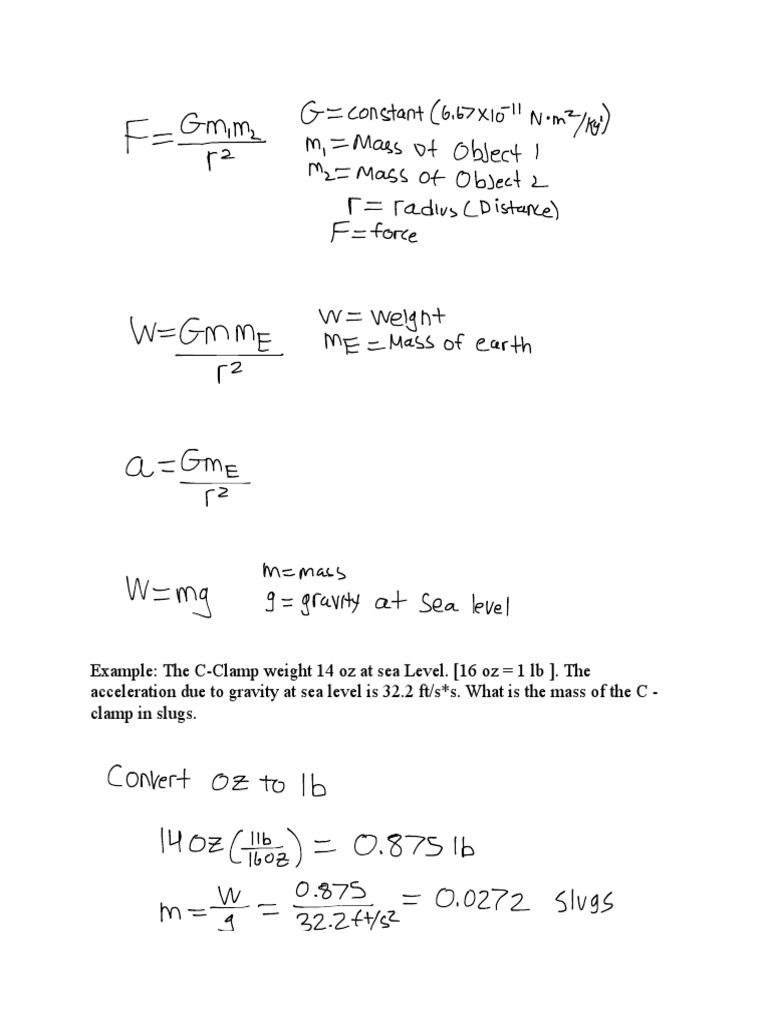 Section 1 2 Newtonian Graviation Weight Force