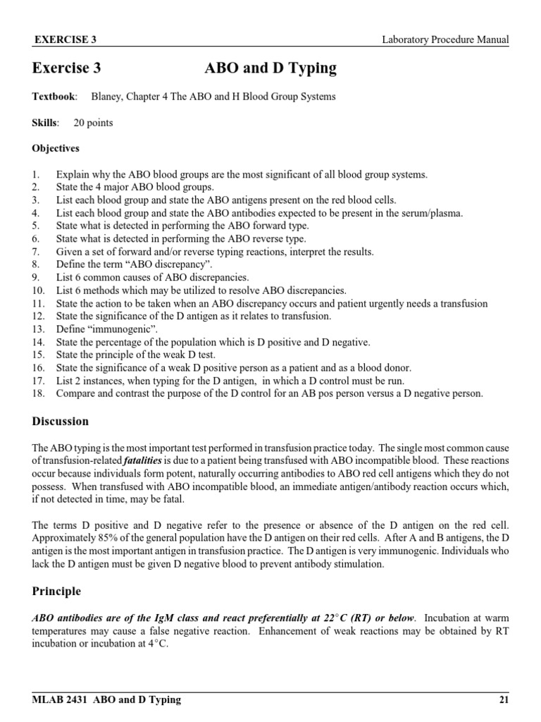 Blood Bank ABO and D Typing | PDF | Blood Type | Blood Transfusion